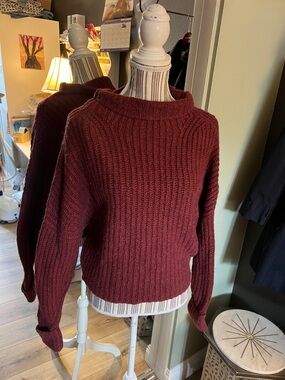 Anthropologie Ribbed Turtleneck Sweater - Burgundy
